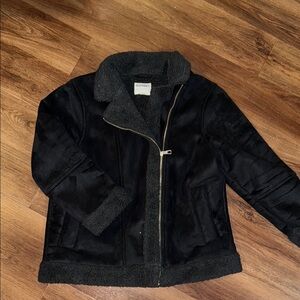 Black Sherpa-Lined Jacket old navy size large
